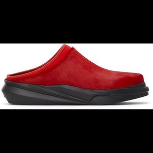 1017 ALYX 9SM Red Ponyhair Mono Mules